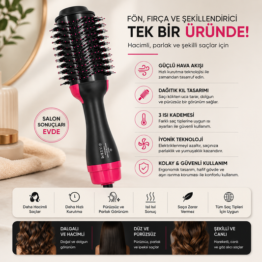 VOLEMİ Profesyonel 2200W Hava Üflemeli Saç Şekillendirici